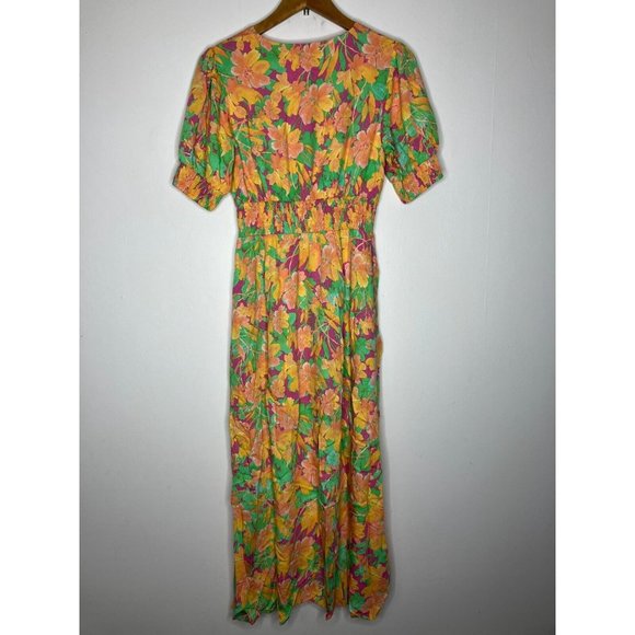 Lost + Wander Small Orange Green Pastel Floral Dress - Picture 8 of 11